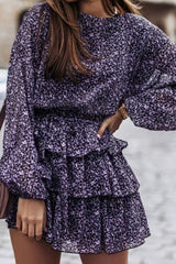 Boho Mini Dress Vintage Dress, Giselle in White Apricot, Midnight and Purple Lavender