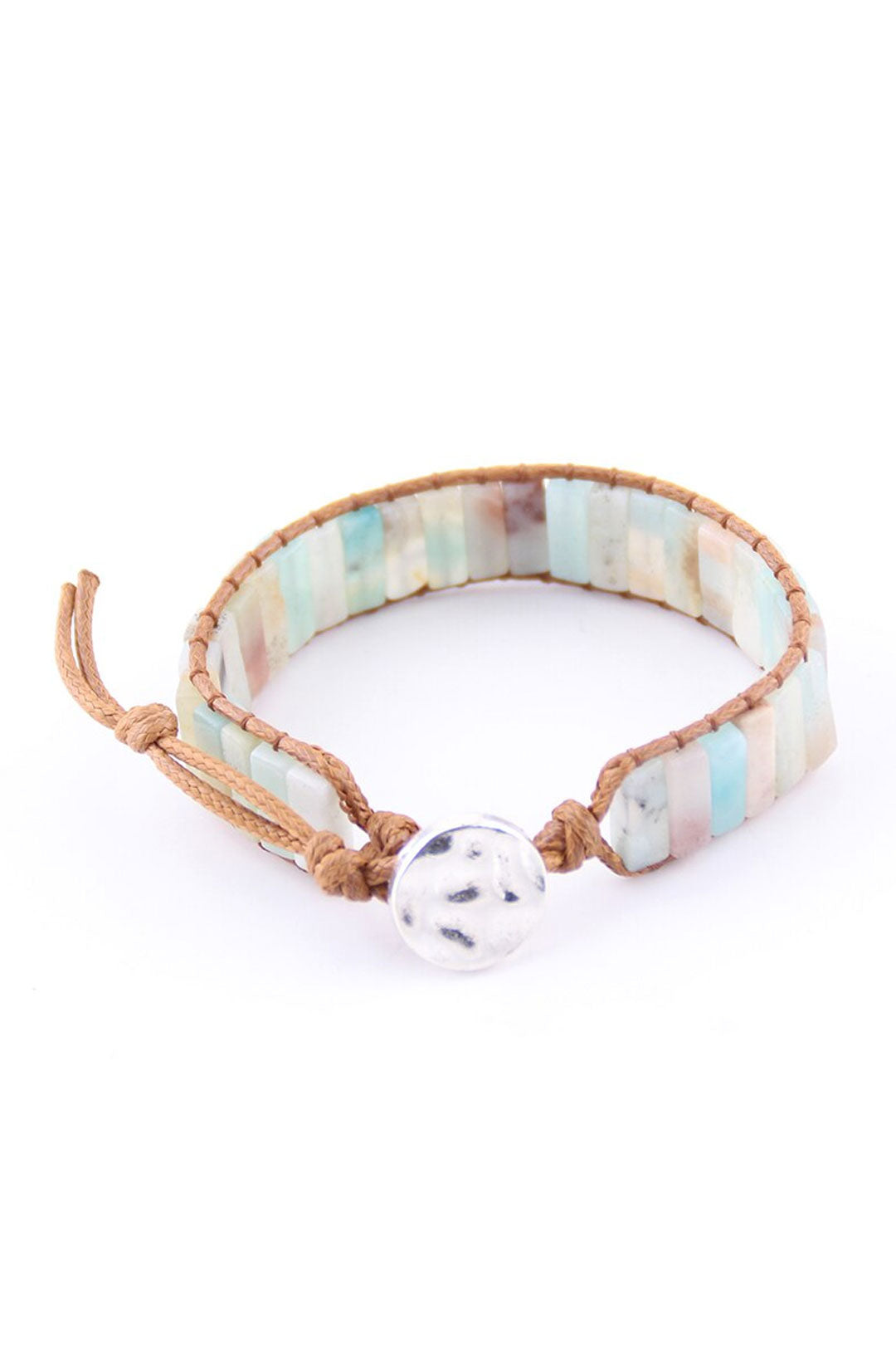 Boho Bracelet, RH Leather Wrap Bracelet, Pastel Pink