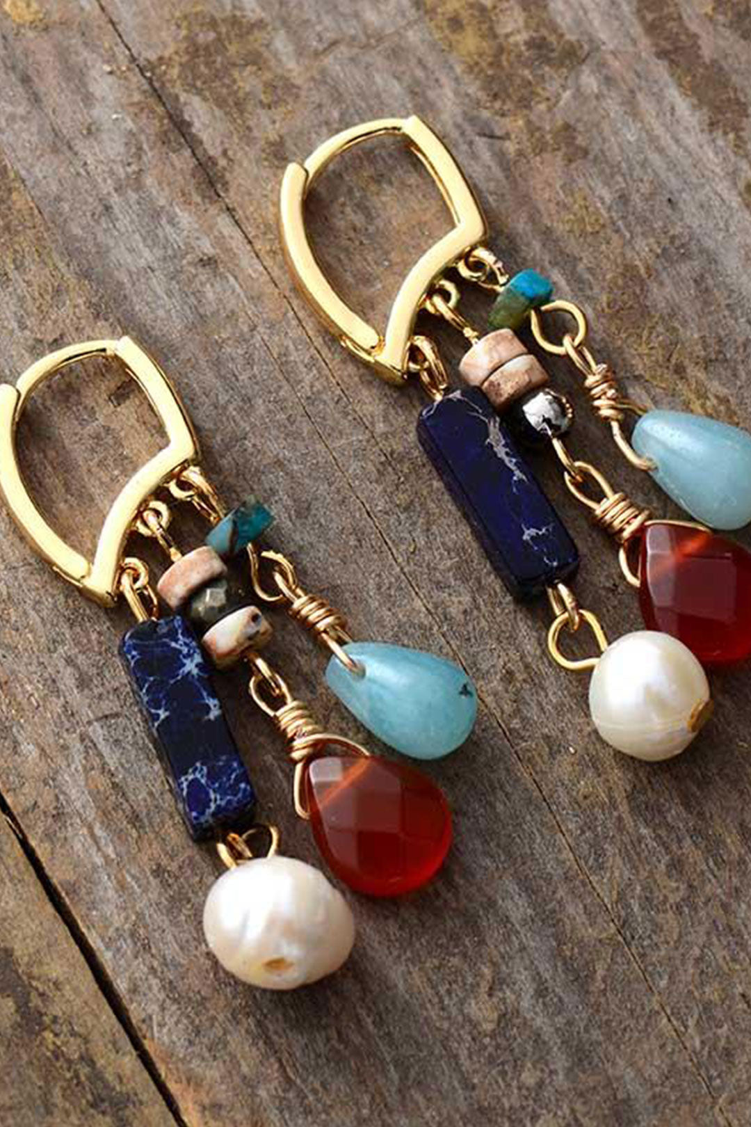 Boho Earrings, Dangle Earrings, Red Ruby Gemstone