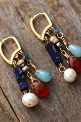 Boho Earrings, Dangle Earrings, Red Ruby Gemstone