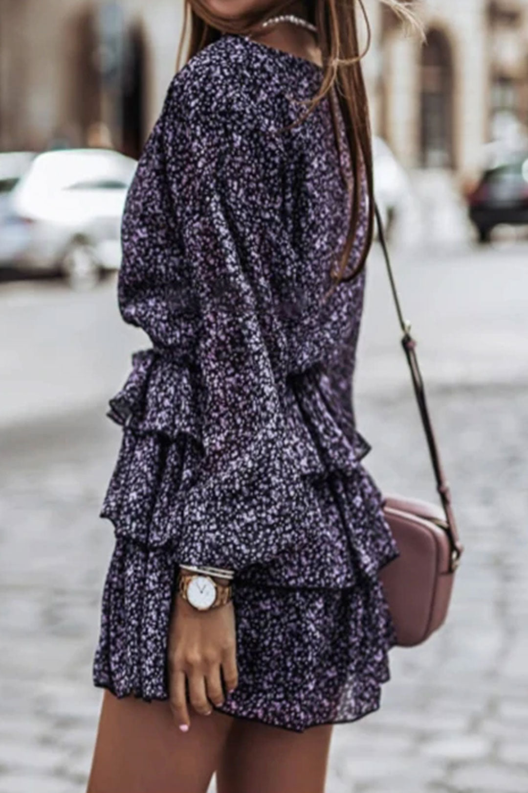Boho Mini Dress Vintage Dress, Purple Lavender