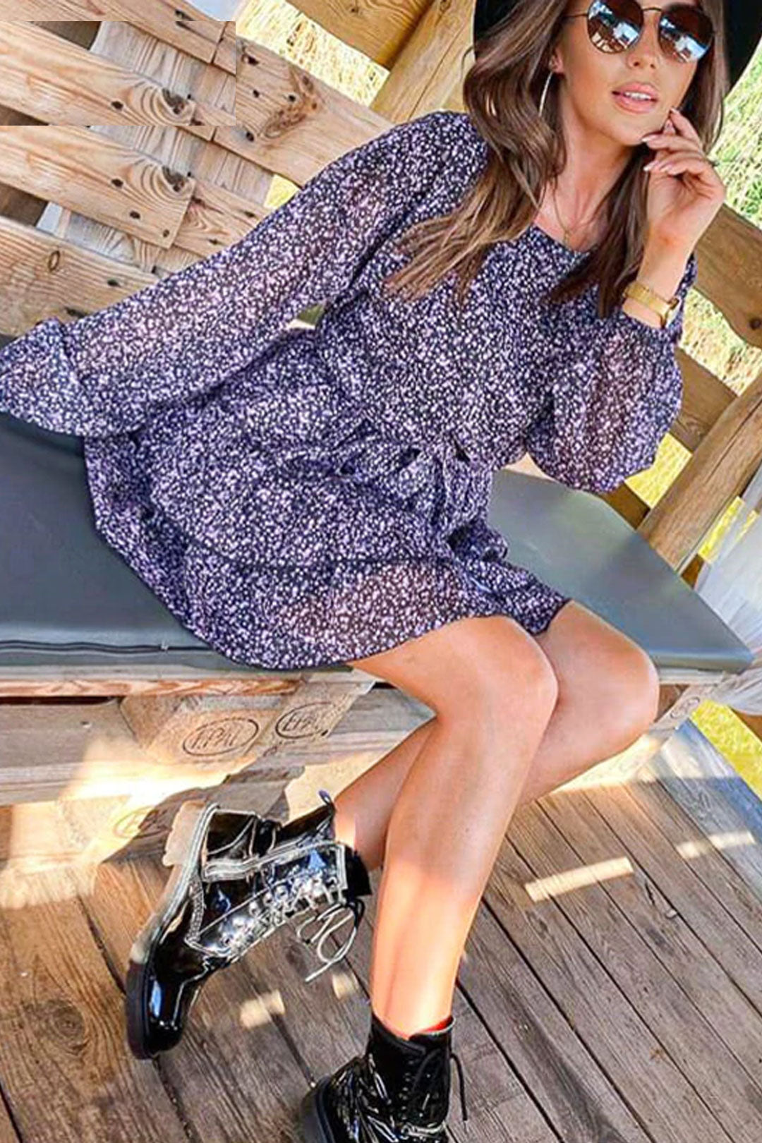 Boho Mini Dress Vintage Dress, Purple Lavender