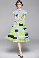 Vintage Dress, Boho Midi Dress, Dress, Pleted Drees Green Neon