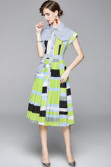 Vintage Dress, Boho Midi Dress, Dress, Pleted Drees Green Neon