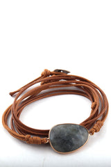 Boho Bracelet, RH Rope Wrap Bracelet, Black Tourmaline