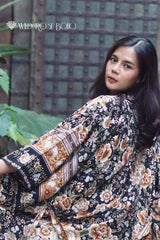 Boho Robe, Kimono Robe,  Beach Cover up, Short Robe, Esme Rosa Black Midnight