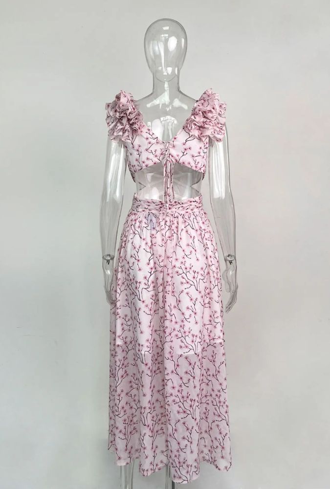 Boho Beach Dress - Backless Summer Vacation Vibes - Misty Pink Rose