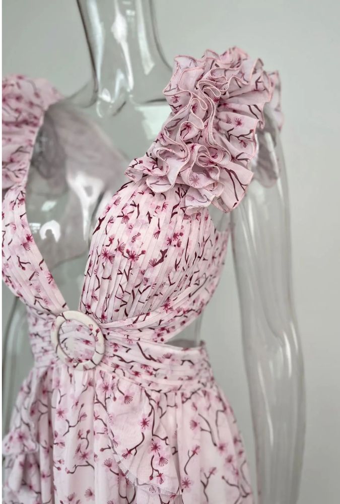 Boho Beach Dress - Backless Summer Vacation Vibes - Misty Pink Rose