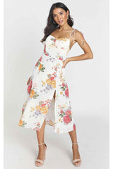 Boho Midi Dress, Strappy Sundress,  Ava Sweet White