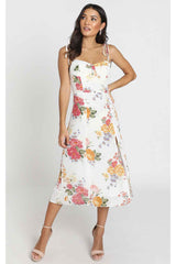 Boho Midi Dress, Strappy Sundress,  Ava Sweet White