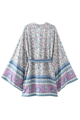 Boho Robe, Kimono Robe,  Beach Cover up, Short Robe, Irma Blue Lilac