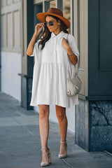 Boho Mini Dress Beach Dress, Tunic Dress, Nora in White
