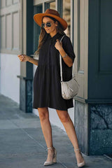 Boho Mini Dress Beach Dress, Tunic Dress, Nora in Black