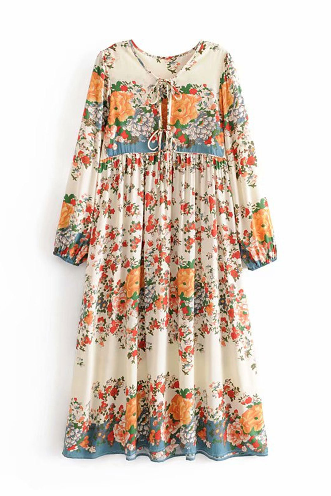 Gown Dress, Boho Maxi Dress, Loose Dress,  White Floral