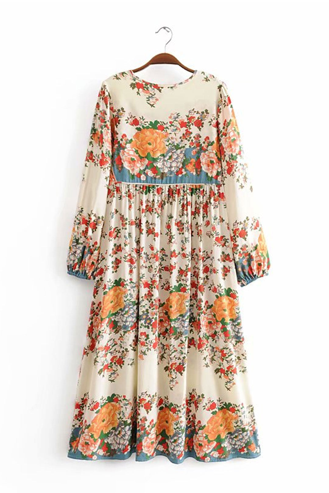 Gown Dress, Boho Maxi Dress, Loose Dress,  White Floral