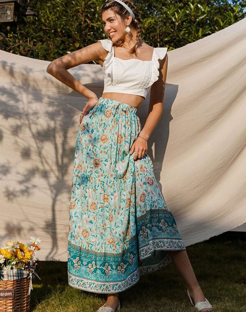 Boho Skirt, Hippie Skirts, Maxi Skirt, Elliana Green Kezia