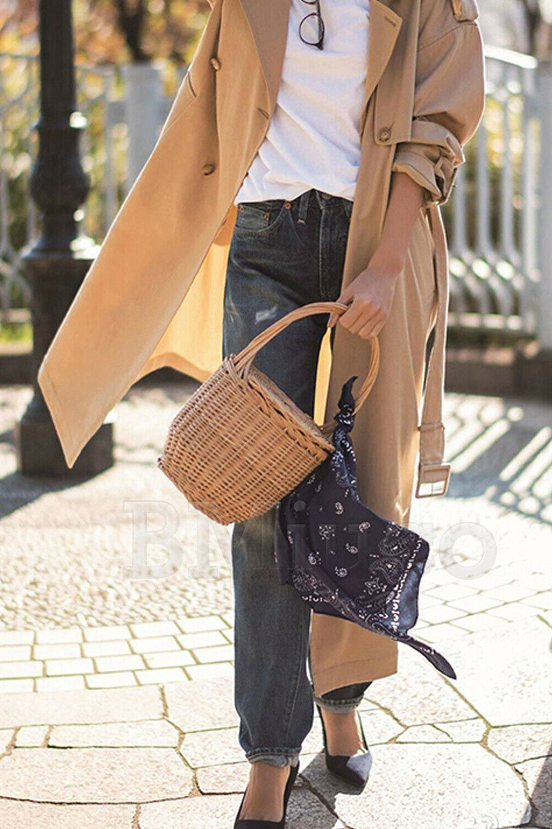 Boho Bag, Woven Straw Bag, Rattan Bag, Mini Wicker Basket Bag, Marry Brown and Beige