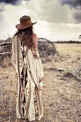 Boho Robe - Cover Up - Blue Brick Tribal Gown