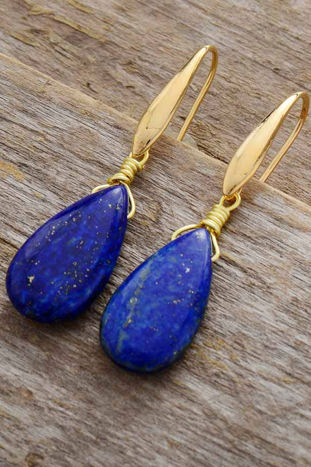 Boho Earrings, Dangle Earrings, Teardrop Blue Lapise