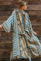 Boho Robe - Cover Up - Blue Brick Tribal Gown