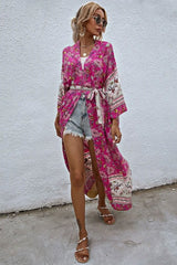 Boho Robe, Kimono Robe,  Beach Cover up, Irma in Pink Berry