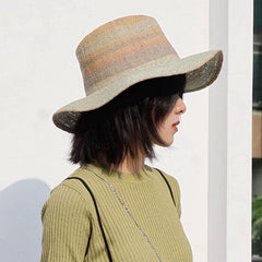Boho Hat, Sun Hat, Beach Hat, Straw Hat, Riley Sweet Stripe Blue Pink
