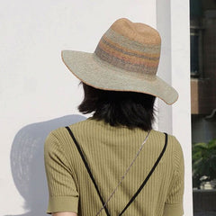 Boho Hat, Sun Hat, Beach Hat, Straw Hat, Riley Sweet Stripe Blue Pink