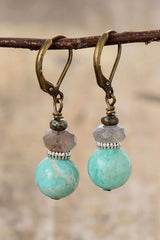 Boho Earrings, Dangle Earrings, Blue Amazonite and Labradorite