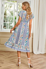 Boho Midi Dress, Sundress, Blue Admiral