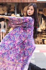 Boho Robe, Kimono Robe,  Beach Cover up, Forest in Purple