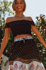 Boho Two Piece Set, Two Piece Skirt Set, Wild Boho in Black