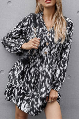 Boho Mini Dress Vintage Dress, Black Brown Zebra