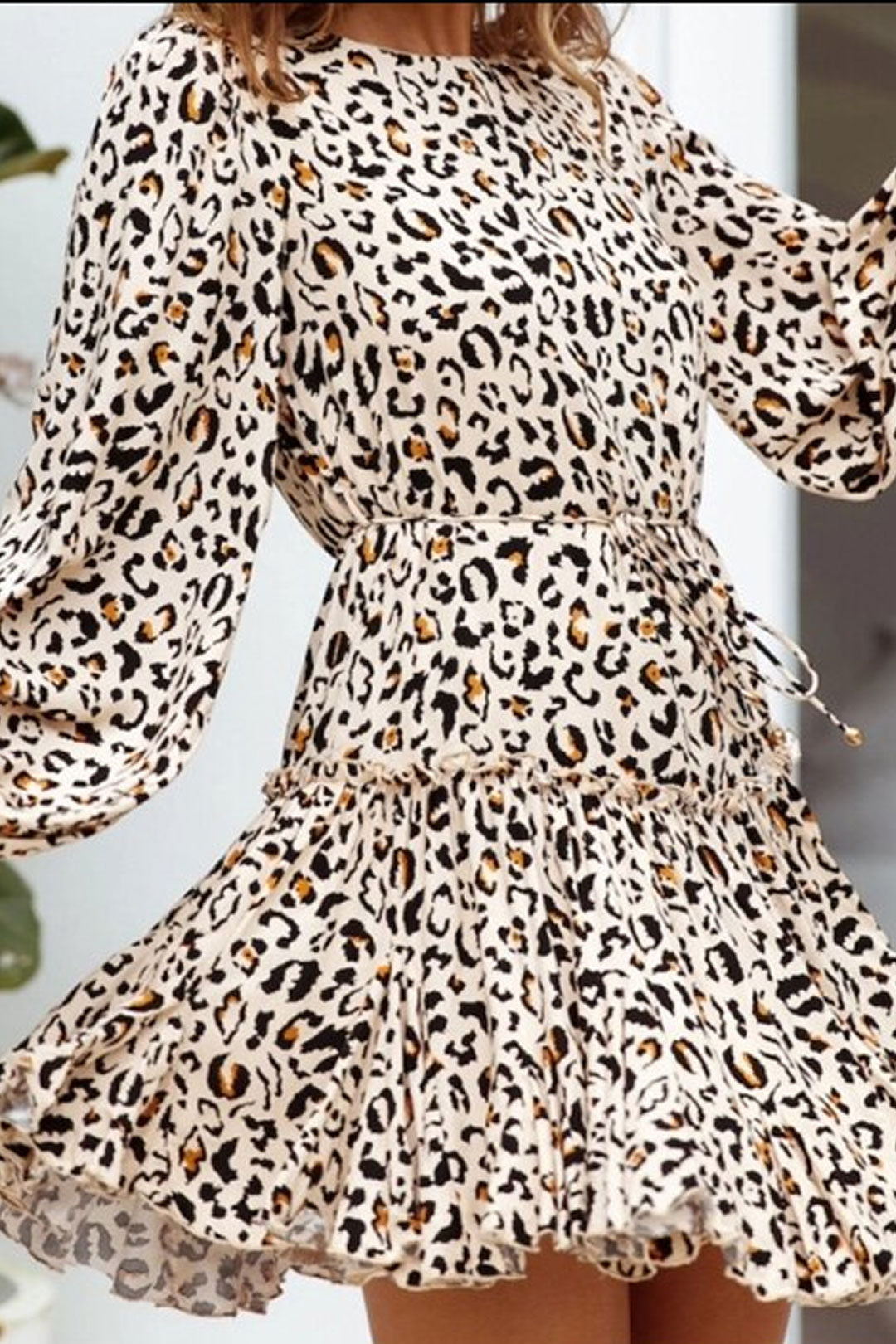 Boho Mini Dress Vintage Dress, Black Leopard