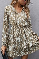 Boho Mini Dress Vintage Dress, Black Brown Zebra