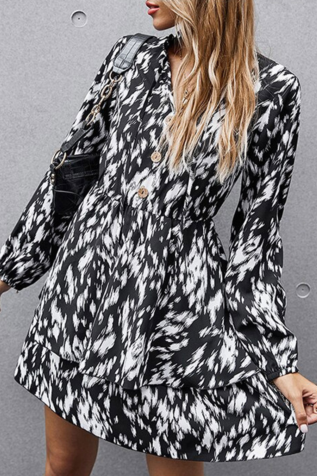 Boho Mini Dress Vintage Dress, Black Brown Zebra