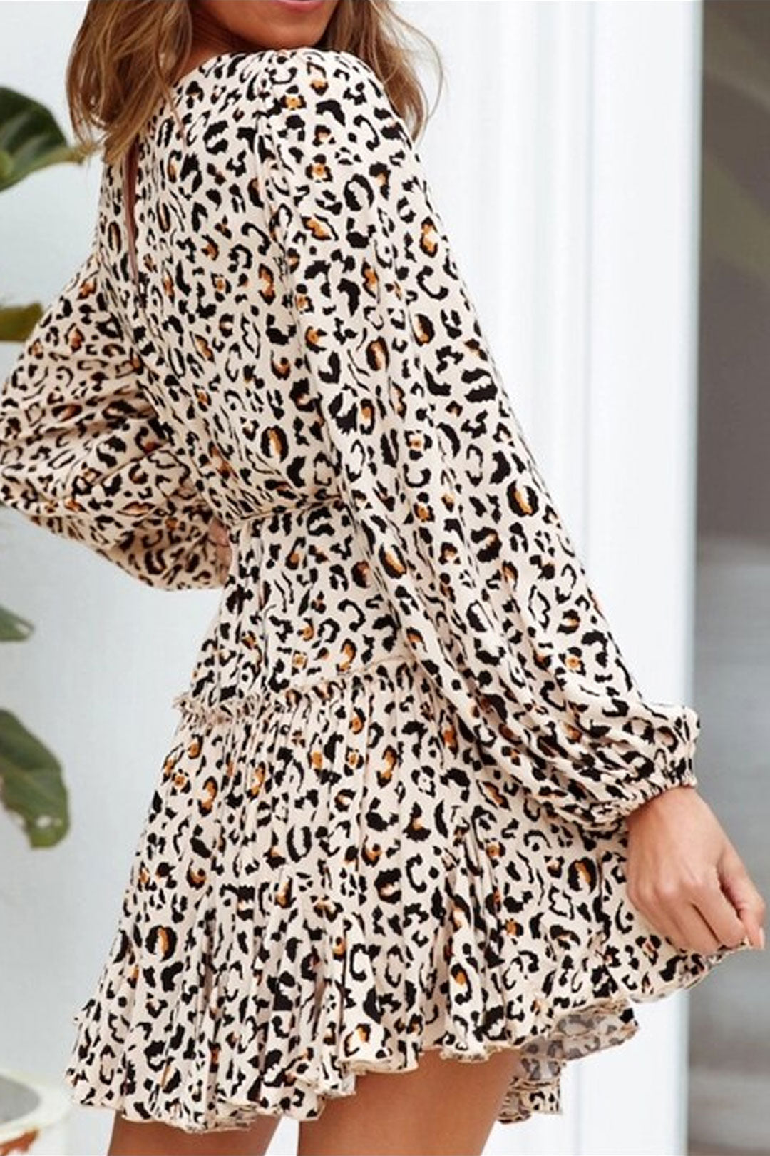 Boho Mini Dress Vintage Dress, Black Leopard