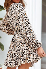 Boho Mini Dress Vintage Dress, Black Leopard
