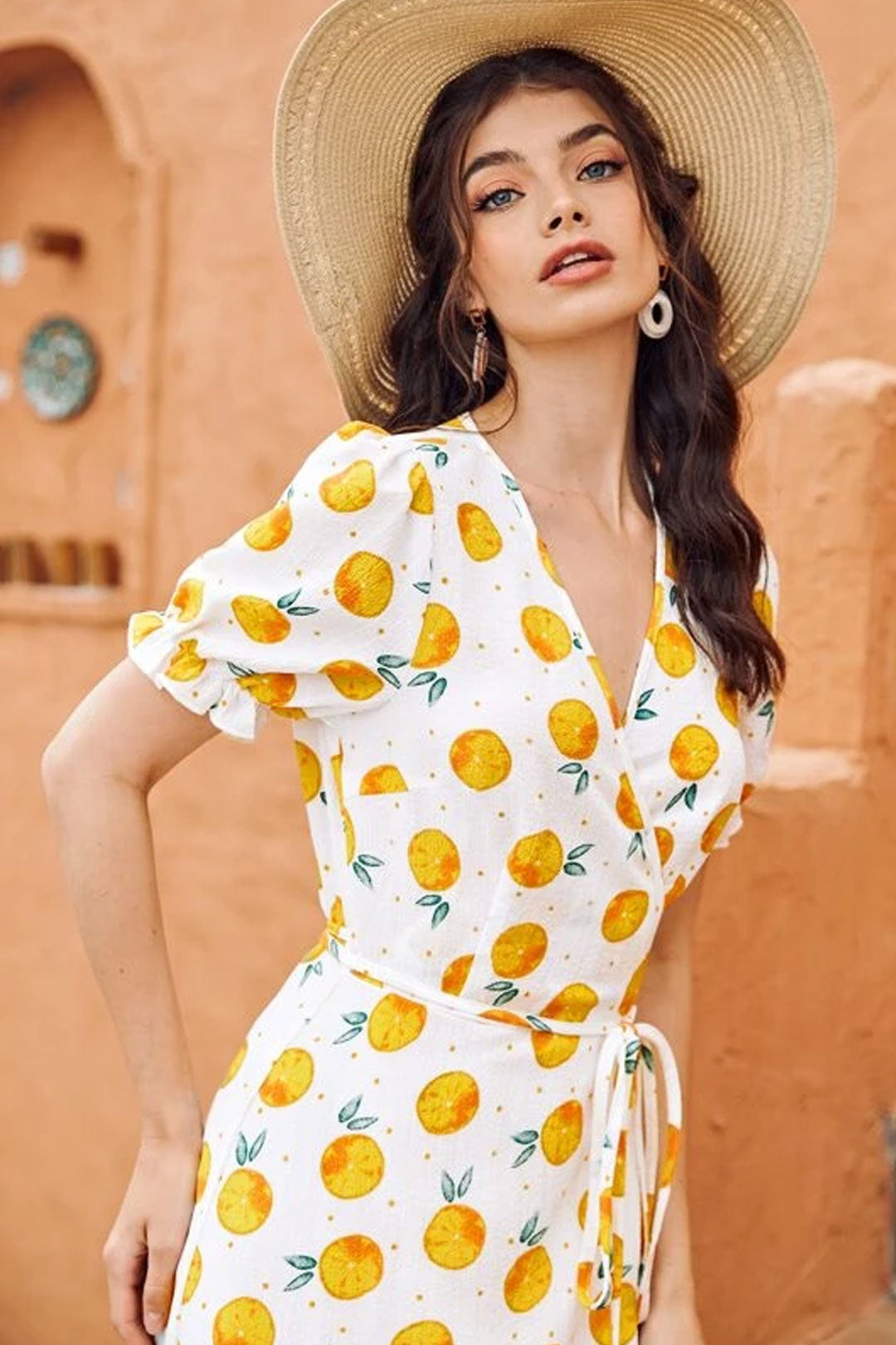 Vintage Dress, Boho Midi Dress, Dress, Retro Yellow Lemon Garden