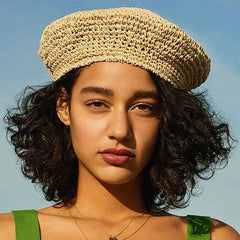 Boho Hat, Straw Beret Hat, Sunshine in Black, Beige and 6 colors