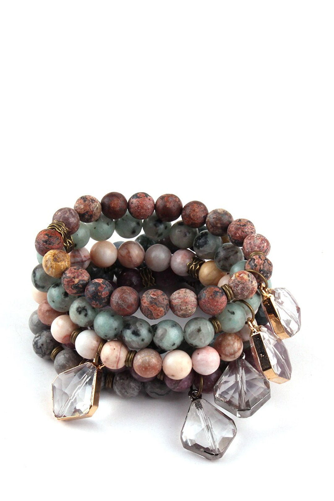 Boho Bracelet, RH Yoga Bracelet, Natural Stone with Glass Crystal