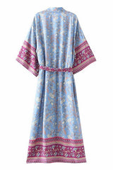 Boho Robe, Kimono Robe,  Beach Cover up, Tayanna Blue Lily of the Nile