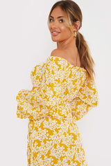 Boho Two Piece Set, Crop Top and Skirt, Vintage Oroslavje in Yellow