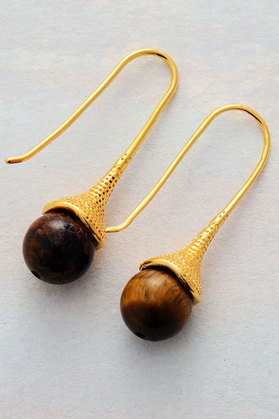 Boho Earrings, Dangle Earrings, Blue Lapis and Tiger Eye
