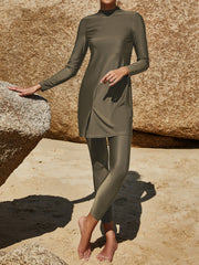Women's Sets Long Sleeve Slit Trousers Sun Protection Two Piece Swimsuit