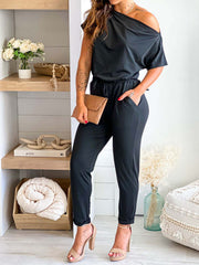 Women's Sets Off-Shoulder Short Sleeve Top & Pants Two-Piece Set