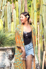 Boho Robe, Kimono Robe, Beach Cover up, Camila Calla in Orange