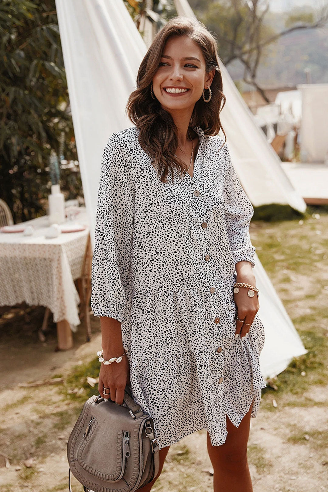 Boho Mini Dress Aria White