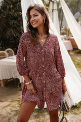 Boho Mini Dress Aria Red Burgundy
