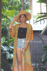 Boho Robe, Kimono Robe, Beach Cover up, Calla in Orange