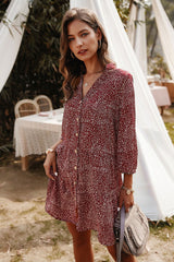 Boho Mini Dress Aria Red Burgundy